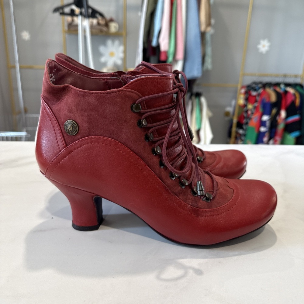 Hush Puppies Vivianna Red Leather Womens Ankle Boots Size 10